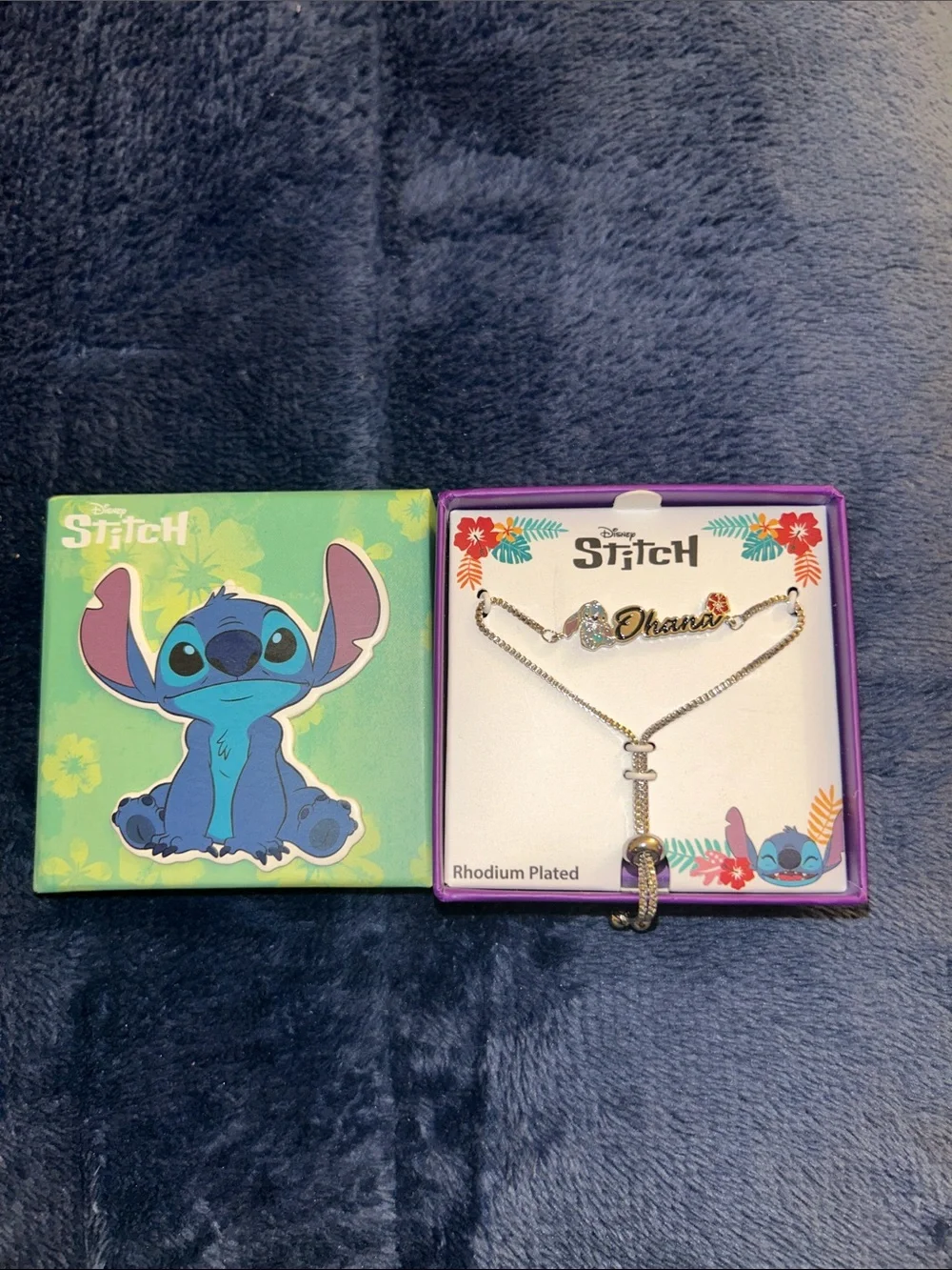 Rhodium-Plated stitch 'Ohana' Kids bracelet - Blue